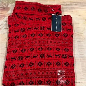 Karen Scott Red and Black Festive Women’s Turtleneck Top